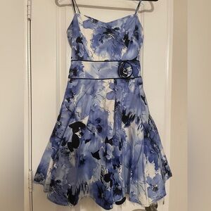 B Darlin Blue and White Floral Dress